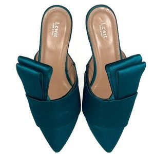Lewit Filippo Satin Bow Mules  Slip on lats SZ 6.5